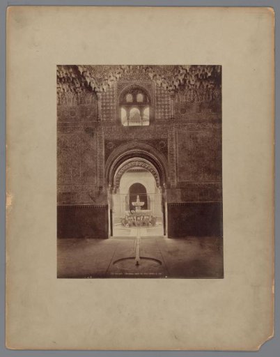 Hall of the Two Sisters in the Alhambra at Granada, with a view of the Court of the Lions