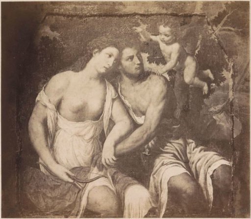 Photographic reproduction of the painting Venus and Adonis after Paris Bordone