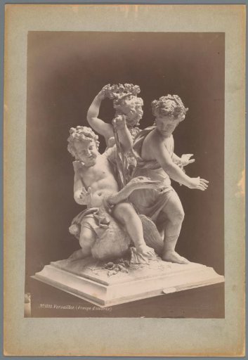 Plaster cast of a group of statues, depicting three boys with a swan, from Versailles