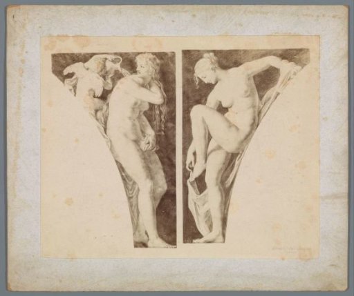 Photographic reproduction of a painting depicting two bathing muses