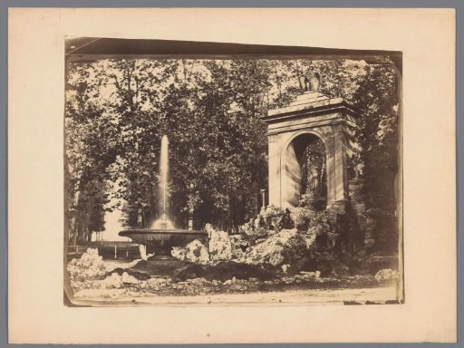 Fountain and an arch in a garden (possibly) in Rome