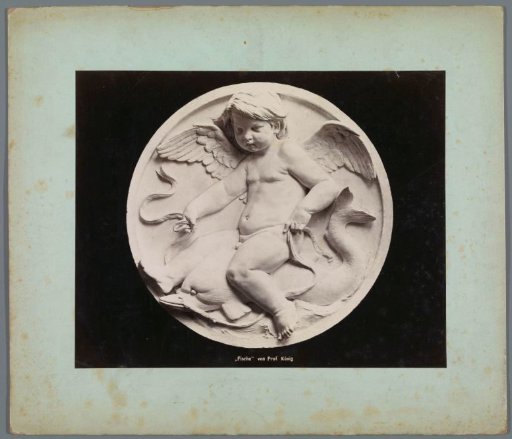 Relief of a putto on a sea creature, possibly a dolphin
