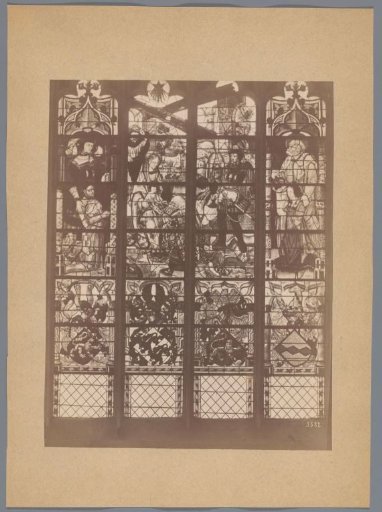 Stained-glass window with the Adoration of Christ by the Three Kings