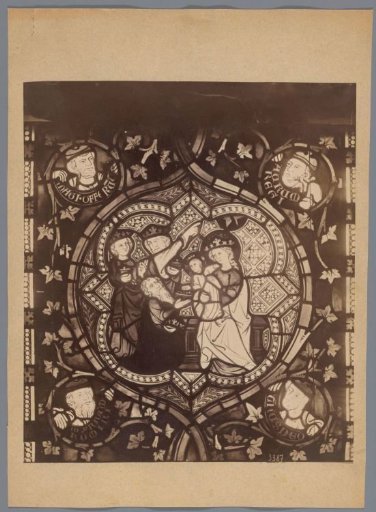 Stained-glass window with the Adoration of Christ by the Three Kings
