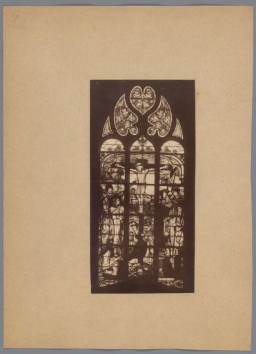 Stained-glass window with Christ on the Cross