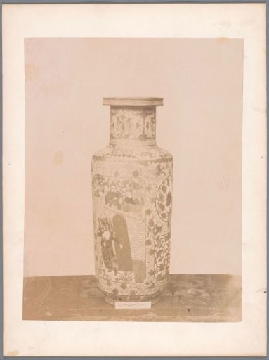 Vase decorated with Asian motifs such as floral patterns and human figures