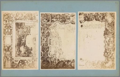 Three photographic reproductions of designs for frescoes by Francesco Salviati