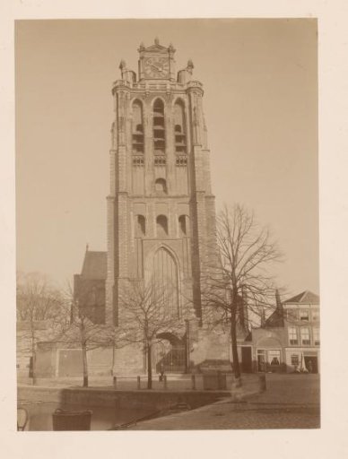 View of the Tower of the Great or Our Lady's Church in Dordrecht
