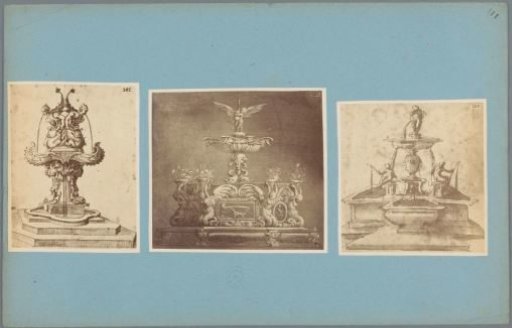 Three photographic reproductions of images of fountains