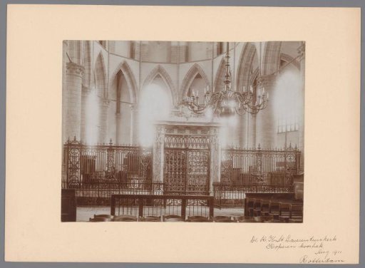 Interior with the Choir Screen of the Great or Saint Laurens' Church in Rotterdam
