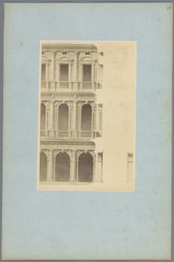 Photographic reproduction of an architectural drawing of a building in Venice
