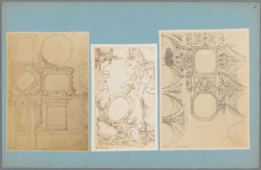 Three Photographic Reproductions of Drawings of Wall or Ceiling Decorations by Bernardino Poccetti