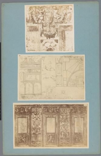 Three Photographic Reproductions of Drawings of Wall or Ceiling Decorations