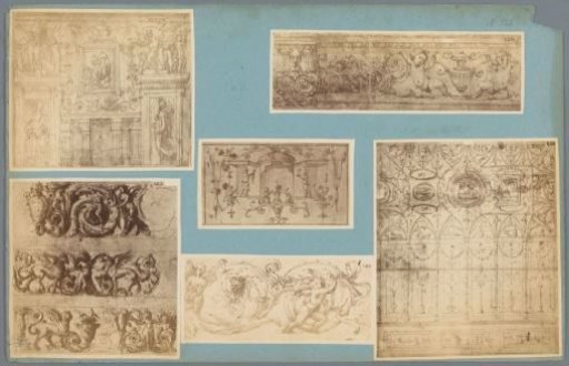 Six Photographic Reproductions of Drawings of Wall Decorations