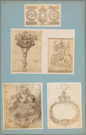 Four photographic reproductions of drawings of ornaments