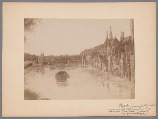 Photographic reproduction of a painting of the Buitenhof with the Hofvijver