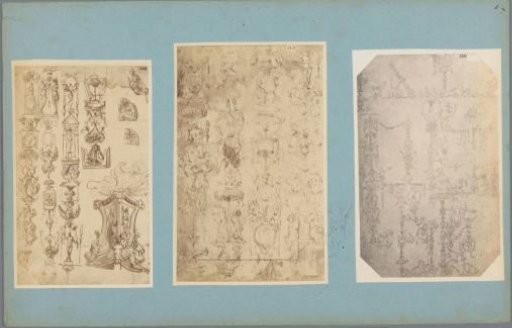 Three photographic reproductions of drawings of ornaments