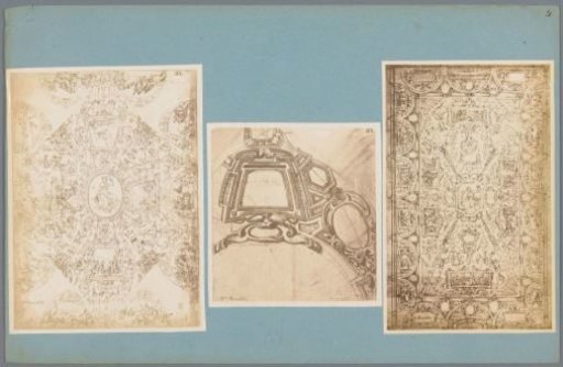 Three photographic reproductions of drawings of ceiling decorations by Bernardino Poccetti