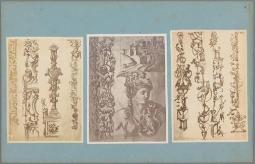 Three photographic reproductions of ornament drawings