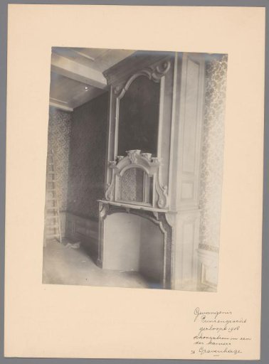 Interior with fireplace in the prison on the Prinsegracht in The Hague