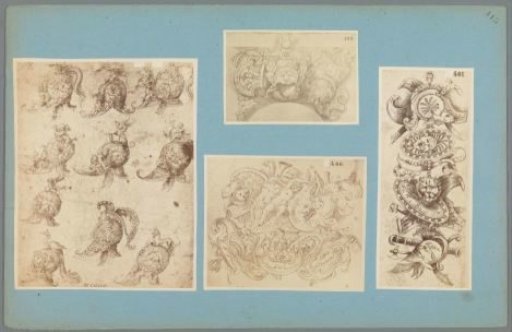 Four photographic reproductions of ornamental prints and ornamental drawings
