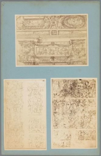 Three photographic reproductions of drawings of wall decorations