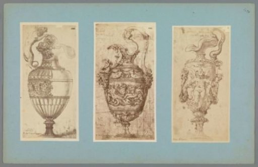 Three photographic reproductions of drawings of vases
