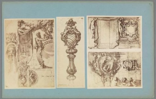 Four photographic reproductions of ornamental drawings