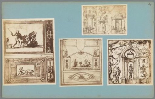 Four photographic reproductions of drawings of decorative elements
