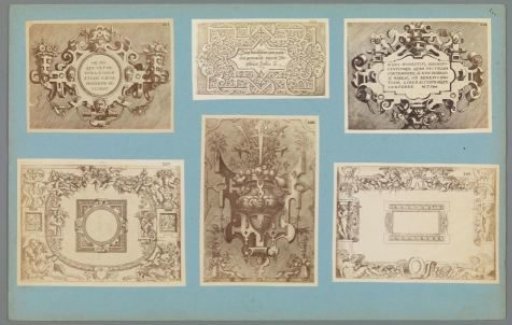 Six Photographic Reproductions of Ornament Prints with Cartouches