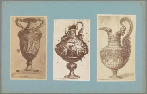 Three Photographic Reproductions of Drawings of Vases