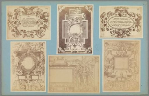 Six Photographic Reproductions of Ornament Prints with Cartouches