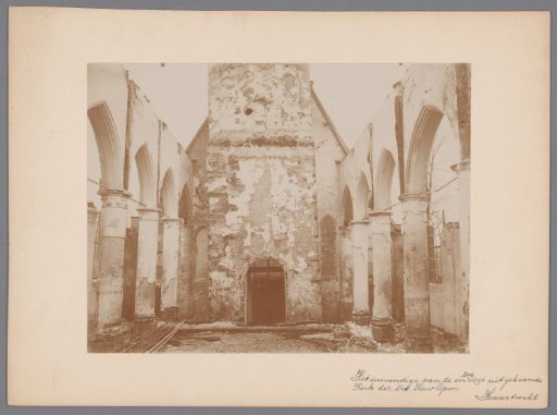 Interior of the burned-out Reformed Church in Haastrecht
