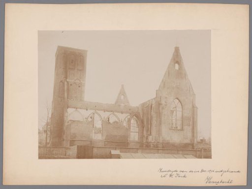 South side of the burned-out Reformed Church in Haastrecht