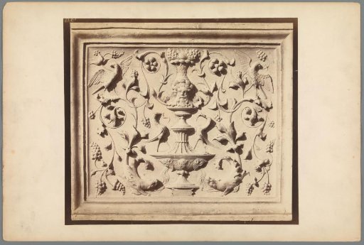 Relief with leaf motifs, fruit, birds and fantastic animals