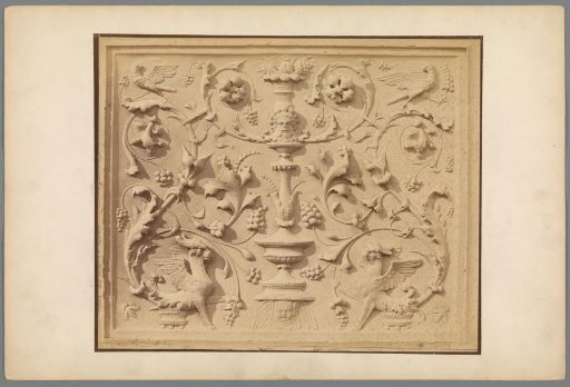 Relief with plant motifs, fantasy creatures and fruit