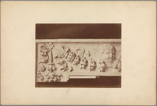 Relief with a garland and a cherub from the Charterhouse of Pavia