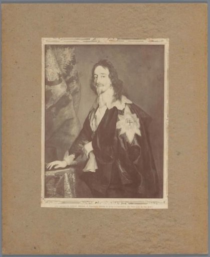 Photographic reproduction of a painting by Anthony van Dyck, depicting a portrait of King Charles I of England