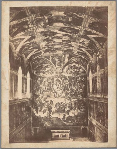 Interior of the Sistine Chapel in Vatican City with a view of the frescoes by Michelangelo, depicting the Last Judgment