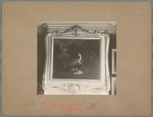 Chimney piece with cornice and painting of birds