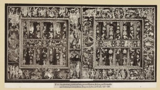 Chessboard with inlay of ivory, brass and mother-of-pearl