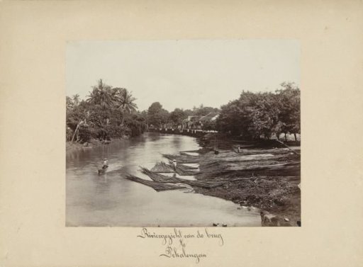 Timber processing on the river at Pekalongan