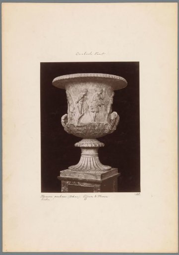Marble vase with relief in the Galleria degli Uffizi in Florence