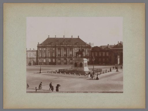 View of the courtyard of the Amalienborg in Copenhagen, with the statue of Frederick V of Denmark in the middle