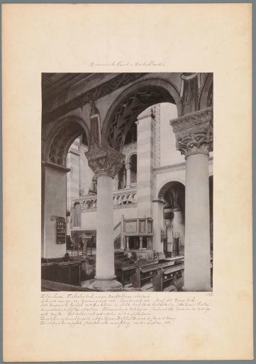 Interior of the Michaeliskirche in Hildesheim, with a view of the pulpit