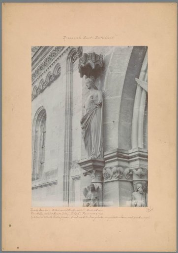 Sculpture on the facade of Bamberg Cathedral, representing the Christian Church