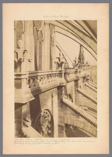 Flying buttresses and windows at the choir of Notre-Dame in Paris