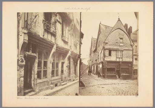 Two views of townhouses in Blois