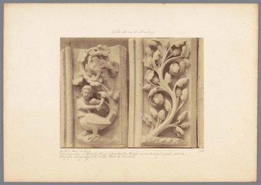 Two plaster casts of reliefs from the facade of Notre-Dame in Paris