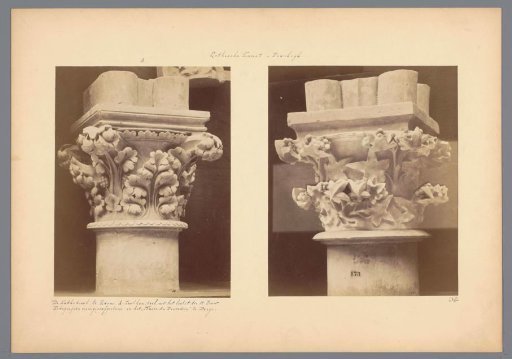 Overview of two plaster casts of capitals from the Cathedral of Laon